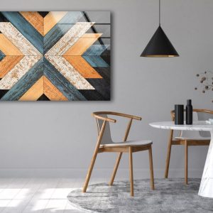 Rustic Wall Art Geometric Wood Wall Art Pattern Boho Wall Decor Glass Print