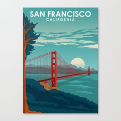 San Francisco California Travel Poster Canvas Print - Wall Art Decor
