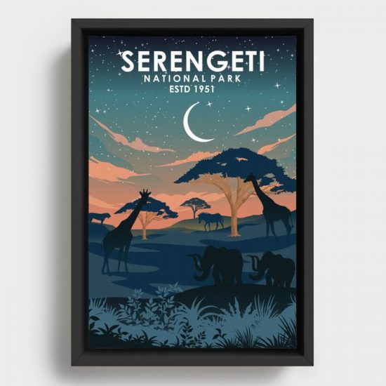 Serengeti National Park Africa Travel Poster Canvas Print Wall Art Decor 1