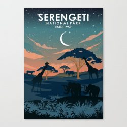 Serengeti National Park Africa Travel Poster Canvas Print - Wall Art Decor