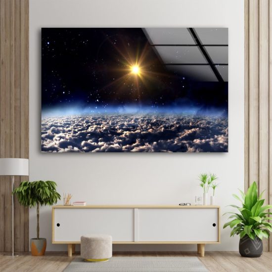 Space Wall Art Sun Wall Art Earth Wall Art Solar Galaxy Wall Art Glass Print 1