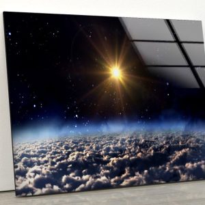 Space Wall Art Sun Wall Art Earth Wall Art Solar Galaxy Wall Art Glass Print