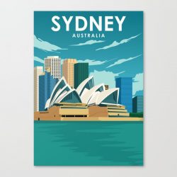 Sydney Australia Vintage Minimal Opera House Travel Poster Canvas Print - Wall Art Decor