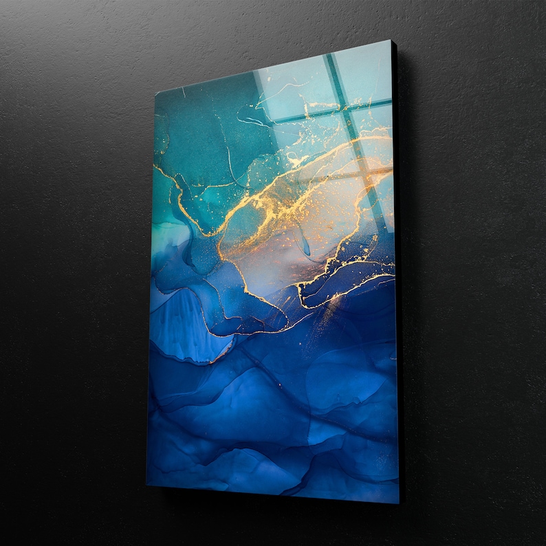 Tempered Glass Painting Art Glass Wall Art Modern Alcohol Ink Colors ...