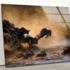 Tempered Glass Painting Art Glass Wall Hangings Masai Mara Great Migration Antelopes Crossing The Mara River