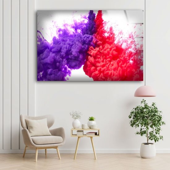 Tempered Glass Printing Wall Decor Ation For Living Room Colorful Smoke Glass Printing Art Abstract Wall Art 1
