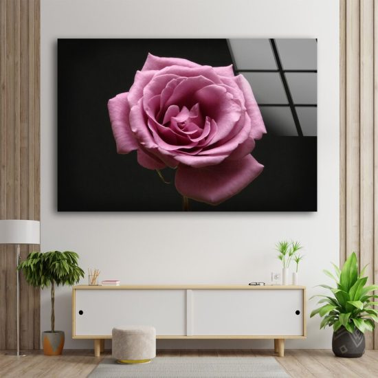 Tempered Glass Printing Wall Decor Ation For Living Room Flower Wall Art Pink Rose Wall Art Pink Abstract Art 2