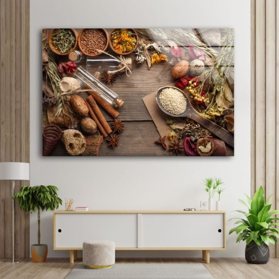 Tempered Glass Printing Wall Decor Ation For Living Room Kitchen Wall Decor Spices Food Wall Art Kitchen Art 2