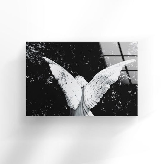 Tempered Glass Printing Wall Decor Ation For Living Room Stained Wall Art Angel Wings Art 1