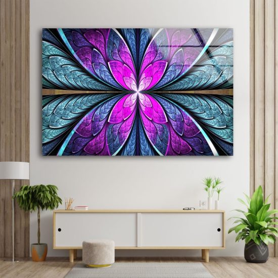Tempered Glass Printing Wall Decor Ation For Living Room Stained Wall Art Fractal Flower In Stained Glass Window 1