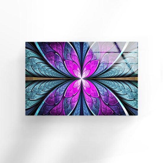 Tempered Glass Printing Wall Decor Ation For Living Room Stained Wall Art Fractal Flower In Stained Glass Window 2