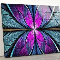 Tempered Glass Printing Wall Decor Ation For Living Room Stained Wall Art Fractal Flower In Stained Glass Window