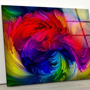 Tempered Glass Printing Wall Decor Ation For Living Room Stained Wall Art Modern Fractal Shape Wall Art