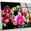 Tempered Glass Printing Wall Decor Ation For Living Room Stained Wall Art Orchid Flower Purple Wall Art