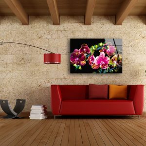 Tempered Glass Printing Wall Decor Ation For Living Room Stained Wall Art Orchid Flower Purple Wall Art 2