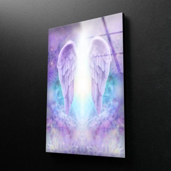 Tempered Glass Printing Wall Decor Ation For Living Room Stained Wall Art Purple Angel Wings Wall Art 1
