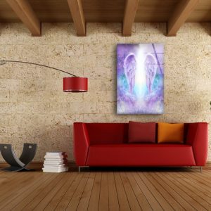 Tempered Glass Printing Wall Decor Ation For Living Room Stained Wall Art Purple Angel Wings Wall Art 2
