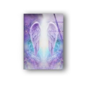 Tempered Glass Printing Wall Decor Ation For Living Room Stained Wall Art Purple Angel Wings Wall Art
