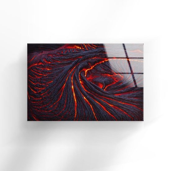 Tempered Glass Printing Wall Decor Ation For Living Room Stained Wall Art Red Lava Abstract Wall Art 1