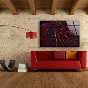 Tempered Glass Printing Wall Decor Ation For Living Room Stained Wall Art Red Lava Abstract Wall Art 2