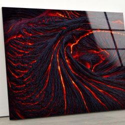 Tempered Glass Printing Wall Decor Ation For Living Room Stained Wall Art Red Lava Abstract Wall Art