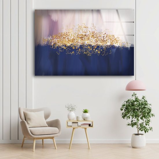 Tempered Glass Printing Wall Decor Ation For Living Room Stained Wall Art Wall Hanging Gold Abstract Wall Art 2