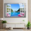 Tempered Glass Printing Wall Decor Ation For Living Room Tropical Beach Window Wall Art Decals 3D Ocean