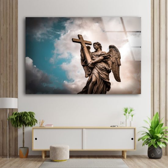 Tempered Glass Printing Wall Decor Ation For Living Room Wall Art Angel Wall Art Angel Wings 2