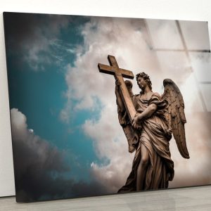Tempered Glass Printing Wall Decor Ation For Living Room Wall Art Angel Wall Art Angel Wings