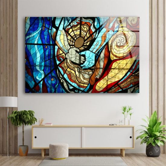 Tempered Glass Printing Wall Decor Ation For Living Room Wall Hanging Marble Wall Art Abstract Glass Desing Art 1