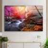 Tempered Glass Printing Wall Decor Ation For Living Room Waterfall In Forest View Wall Art Waterfall Wall Art