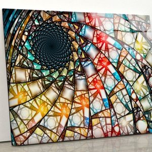 Tempered Glass Printing Wall Decor Ation Stained Wall Art Abstract Fractal Stained Window Glass 1