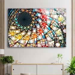 Tempered Glass Printing Wall Decor Ation Stained Wall Art Abstract Fractal Stained Window Glass
