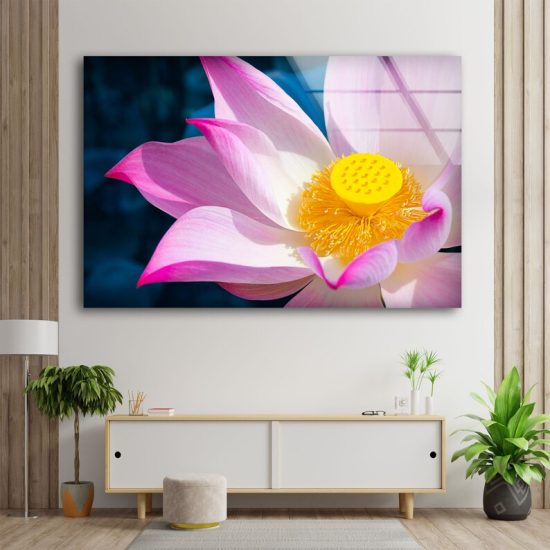 Tempered Glass Printing Wall Decor Room Uv Painted Glass Wall Art Nature And Vivid Wall Pink Flower Wall Art 1