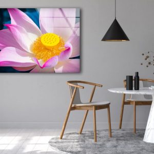 Tempered Glass Printing Wall Decor Room Uv Painted Glass Wall Art Nature And Vivid Wall Pink Flower Wall Art 2