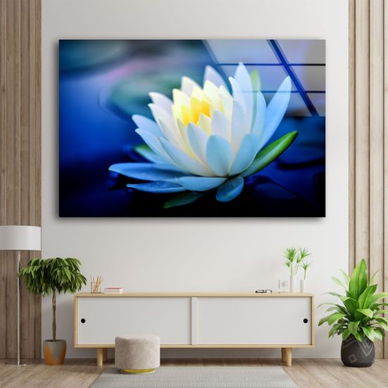 Tempered Glass Wall Art Abstract Art Lotus Flower Wall Art Flower Wall Art