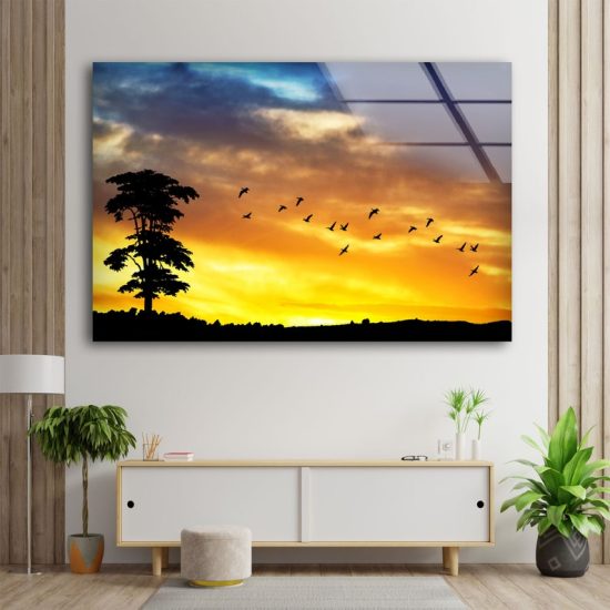 Tempered Glass Wall Art Ation Wall Art Oversized Abstract Art And Cool Wall Hanging Wild Life Sunset Wall Art 1
