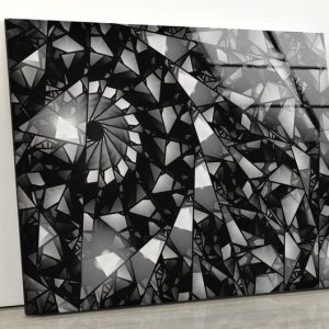 Tempered Glass Wall Art Glass Wall Art Home Hanging Modern Wall Decor Silver Abstract Art Stained Fractal Wall Art