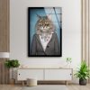 Tempered Glass Wall Art Glass Wall Art Uv Printed Home Hanging Cool Cat Wall Art Comic Cat Wall Art