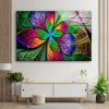 Tempered Glass Wall Art Glass Wall Art Uv Printed Modern Wall Decor Abstract Wall Art Fractal Flower In Stained Glass Window Wall Art
