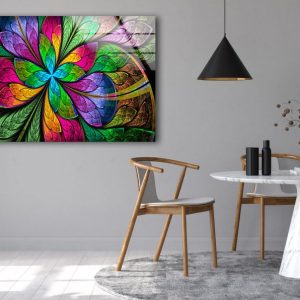 Tempered Glass Wall Art Glass Wall Art Uv Printed Modern Wall Decor Abstract Wall Art Fractal Flower In Stained Glass Window Wall Art 2