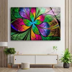 Tempered Glass Wall Art Glass Wall Art Uv Printed Modern Wall Decor Abstract Wall Art Fractal Flower In Stained Glass Window Wall Art