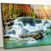 Tempered Glass Wall Art Glass Wall Decor Glass Wall Printing Autumn View Waterfall Wall Art Forest Wall Art
