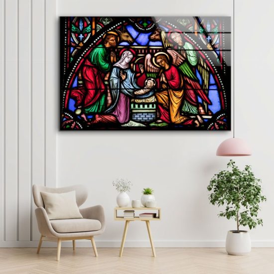 Tempered Glass Wall Art Home Hanging Christ Window Wall Art Jesus Wall Art Stained Glass Wall Art 1