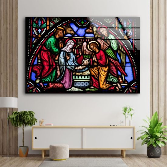 Tempered Glass Wall Art Home Hanging Christ Window Wall Art Jesus Wall Art Stained Glass Wall Art 2