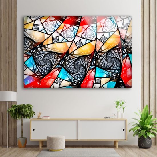 Tempered Glass Wall Art Home Hanging Modern Wall Decor Abstract Stained Glass Wall Art 1