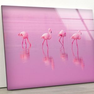 Tempered Glass Wall Art Home Hanging Modern Wall Decor Tropical Flamingo Wall Art Pink Art