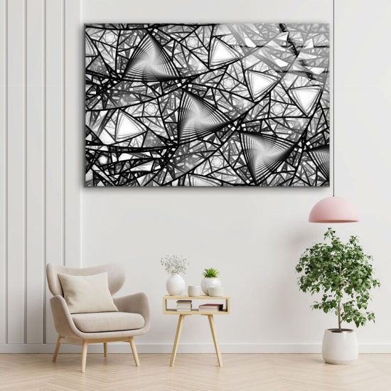 Tempered Glass Wall Art Oversize Abstract Art And Cool Wall Hanging Gray Abstract Stained Glass Wall Art Black Fractal Art 2