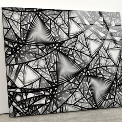 Tempered Glass Wall Art Oversize Abstract Art And Cool Wall Hanging Gray Abstract Stained Glass Wall Art Black Fractal Art