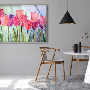 Tempered Glass Wall Art Oversize Abstract Wall Art Flower Window Glass Wall Art Stained Tulip Glass Wall Art 2